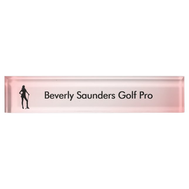 Lady Golf Pink Sport Desk Name Plate (Front)