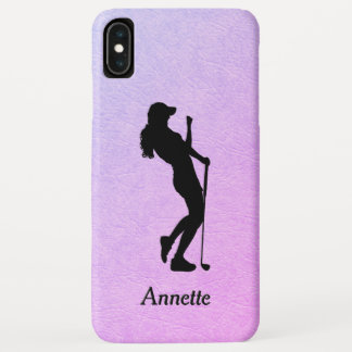 Lady Golf Sports Design Leather Look Personal iPhone XS Max Case