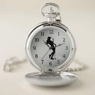 Lady Golf Sports Design Leather Look Pocket Watch