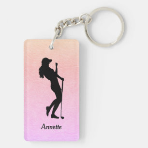 Lady Golf Sports Personalized Keychain