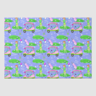 Lady Golf Themed Happy Birthday Tissue Paper