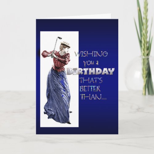 lady golfer birthday greeting card