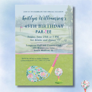 * Lady Golfer Custom 45th Birthday Party Invitation