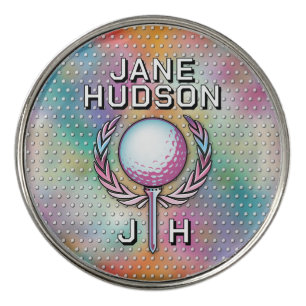 Lady Golfer Custom Monogram Color Design Golf Ball Marker