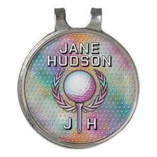 Lady Golfer Custom Monogram Color Design Golf Hat Clip