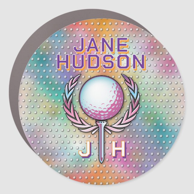 Lady Golfer Custom Monogram Design Car Magnet (Front)