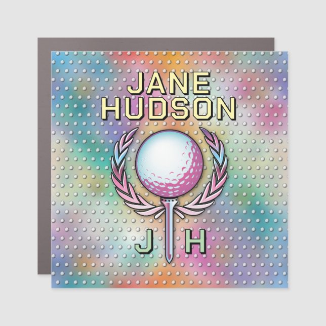 Lady Golfer Custom Monogram Design Car Magnet (Front)