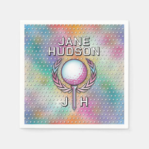 Lady Golfer Custom Monogram Design Napkins