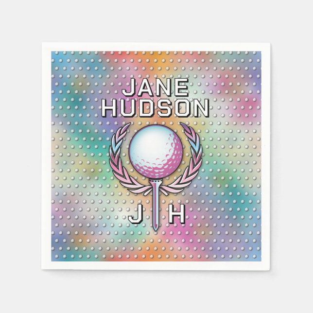 Lady Golfer Custom Monogram Design Napkins (Front)