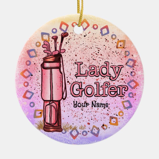 Lady Golfer golf Ceramic Ornament (Front)