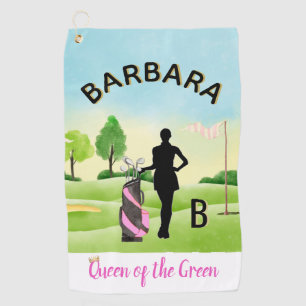 Lady Golfer Golf Course Custom Name 3-D Monogram   Towel