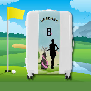 Lady Golfer Golf Course Name Monogram Luggage