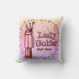 Lady Golfer golf Throw Pillow