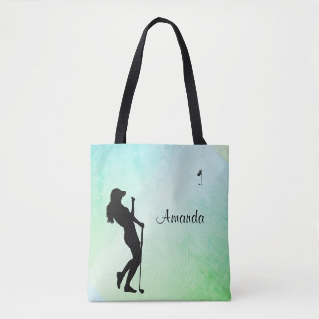 Lady Golfer Green Personal Tote Bag (Front)