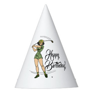 Lady Golfer Happy Birthday Party Hat