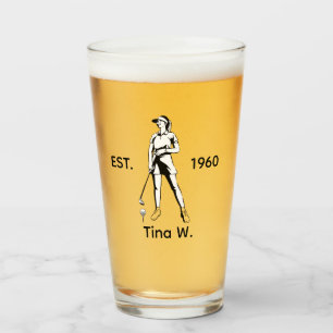 Lady Golfer Personalized name and year Glass