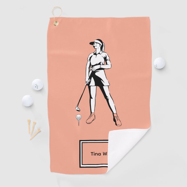 Lady Golfer Personalized name and year Golf Towel (InSitu)