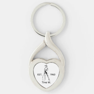 Lady Golfer Personalized name and year  Keychain