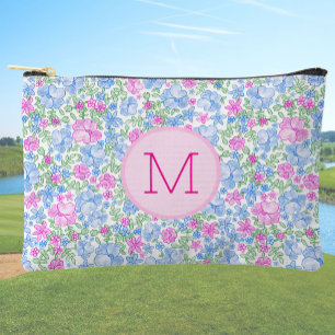 Lady Golfer Pink Blue Preppy Custom Initial Ladies Accessory Pouch