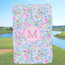 Lady Golfer Pink Blue Preppy Custom Initial Ladies