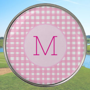Lady Golfer Pink Gingham Preppy Custom Ladies Golf Ball Marker