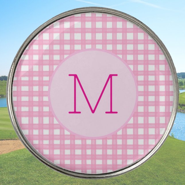 Lady Golfer Pink Gingham Preppy Custom Ladies Golf Ball Marker (Creator Uploaded)