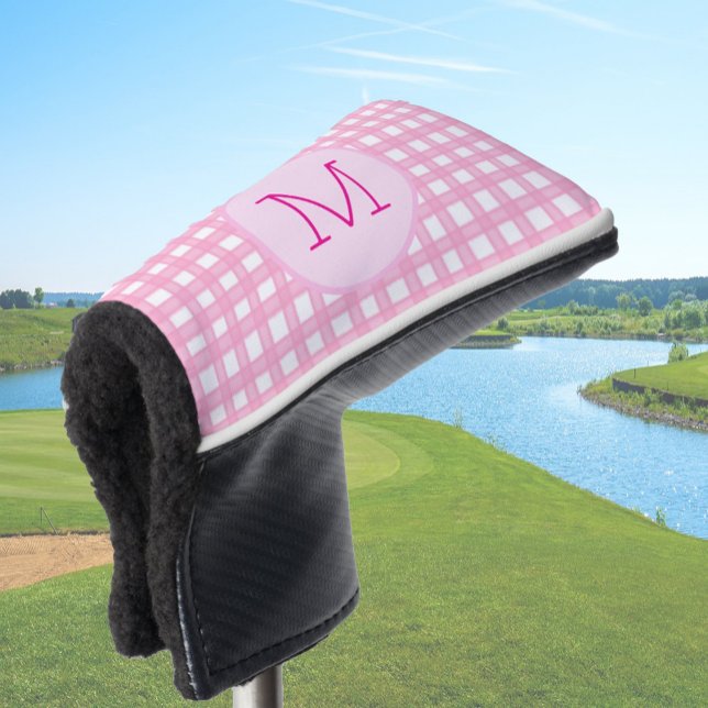 Lady Golfer Pink Gingham Preppy Custom Ladies Golf Head Cover (Creator Uploaded)