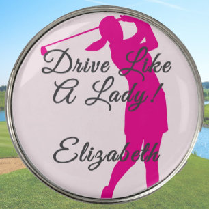 Lady Golfer Pink Girly Feminine Custom Name Ladies Golf Ball Marker