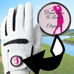 Lady Golfer Pink Girly Feminine Custom Name Ladies Golf Glove