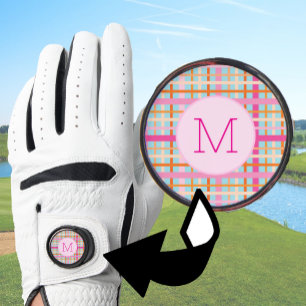 Lady Golfer Pink sage plaid Preppy Custom Ladies Golf Glove