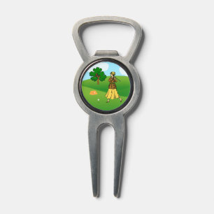 Lady Golfer Preparing to Tee Off Divot Tool