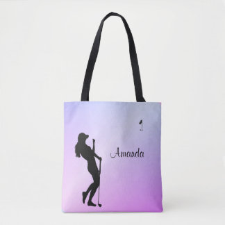 Lady Golfer Purple Personal Tote Bag