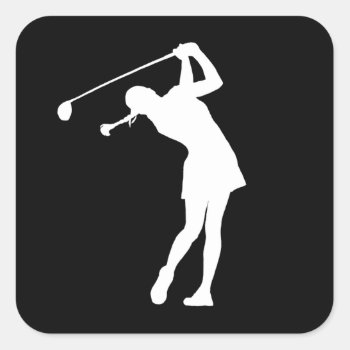 Lady Golfer Silhouette Sticker Black by sportsdesign at Zazzle