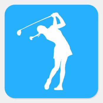 Lady Golfer Silhouette Sticker Blue by sportsdesign at Zazzle