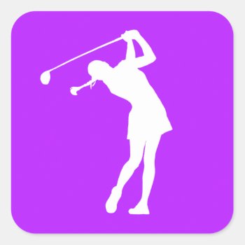 Lady Golfer Silhouette Sticker Purple by sportsdesign at Zazzle