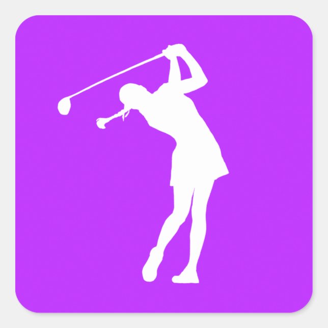 Lady Golfer Silhouette Sticker Purple (Front)