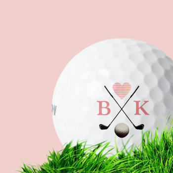 Lady Golfer Stylishly Pink Monogrammed Feminine Golf Balls by mixedworld at Zazzle