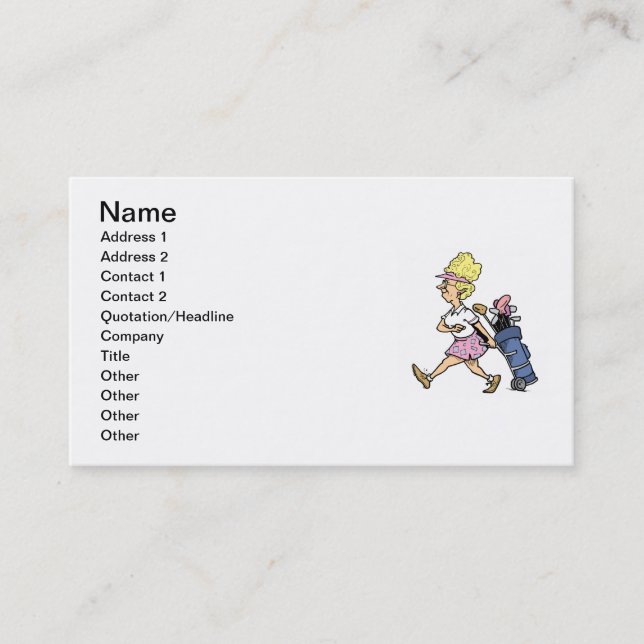 Lady Golfer Tshirts and Gifts Business Card (Front)