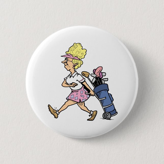 Lady Golfer Tshirts and Gifts Button (Front)