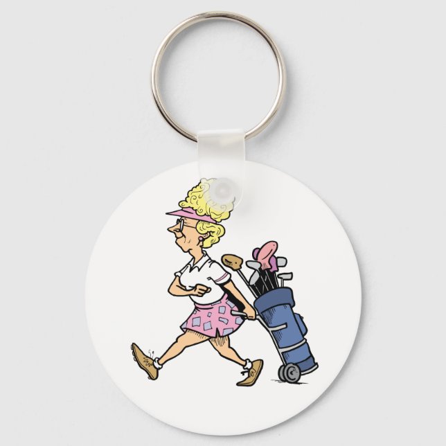 Lady Golfer Tshirts and Gifts Keychain (Front)