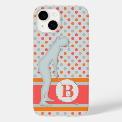 Lady Golfer Unique Polka dots Monogram Case_Mate iPhone 14 Case