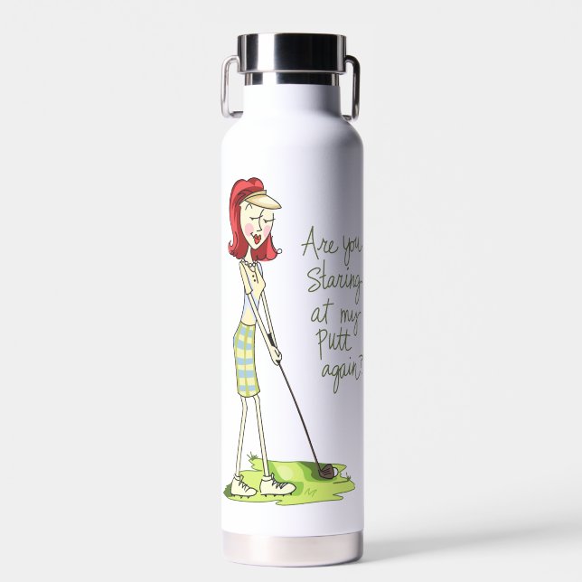 Lady Golfer Water Bottle (Front)