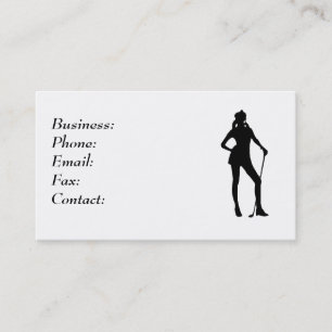 Lady Golfer White Business Card Template