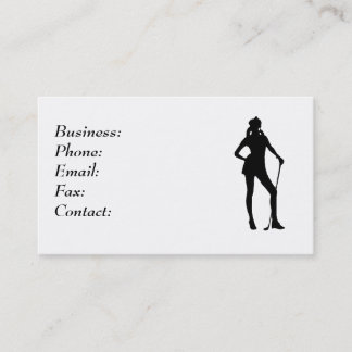 Lady Golfer White Business Card Template
