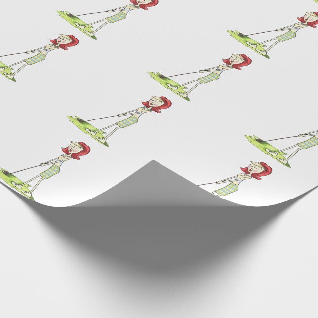 Lady Golfer Wrapping Paper (Corner)