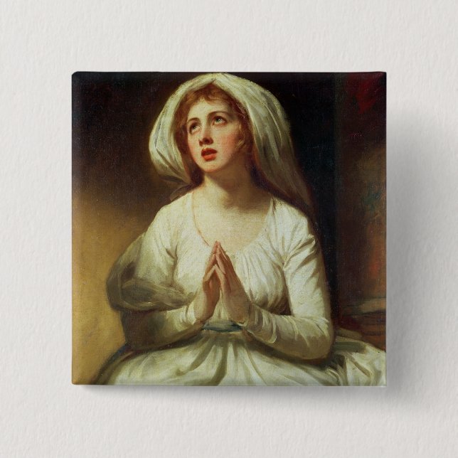Lady Hamilton Praying Pinback Button (Front)