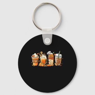 Lady Happy Fall Coffee Pumpkin Latte Thanksgiving  Keychain