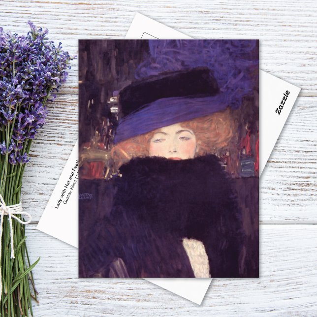 Lady Hat Feather Boa Gustav Klimt Postcard (Creator Uploaded)