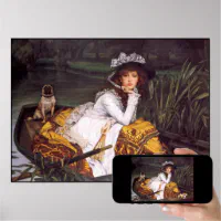 Lady Her Pet Pug in a Boat by James Tissot Poster Zazzle