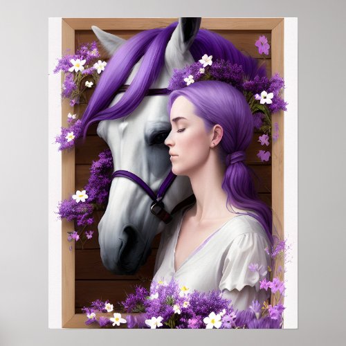 Lady  her White Horse Muriel Poster